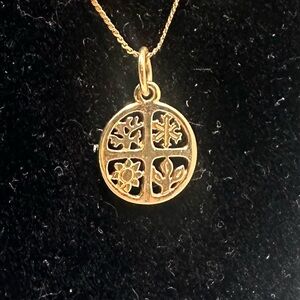JAMES AVERY 14K Yellow Gold 4 Four Seasons Charm Pendant Necklace; RETIRED